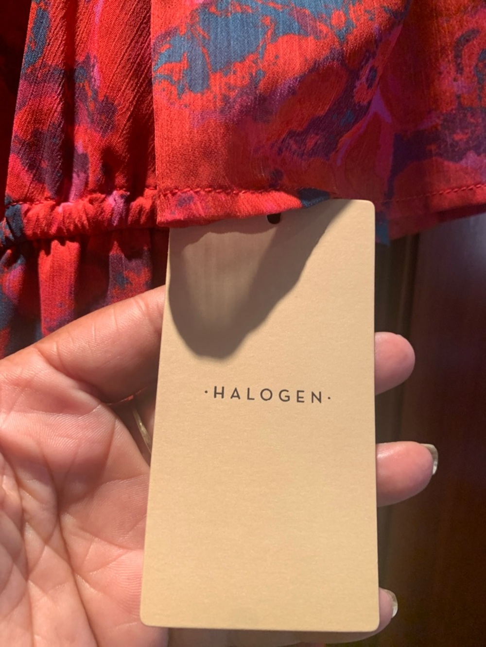 Nordstrom  Halogen brand Red and Blue Floral Maxi Dress - Picture 5 of 7